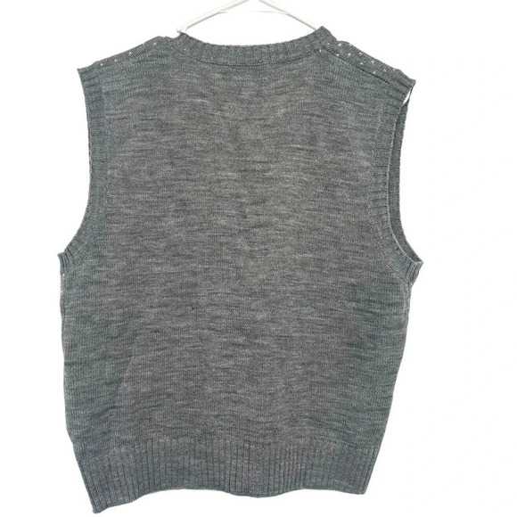 Vintage 80's Knit Sweater Vest KnitivoII Cardigan Size 42 Gray Made in Korea - Picture 8 of 12